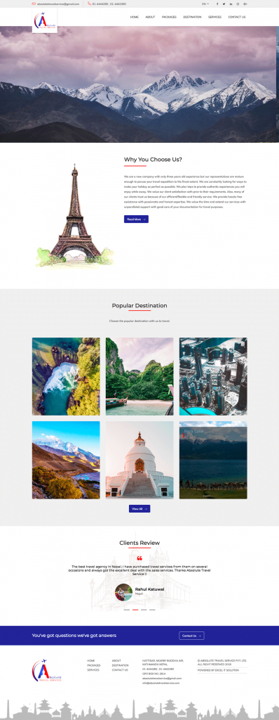 Absolute Travels WordPress website screenshot