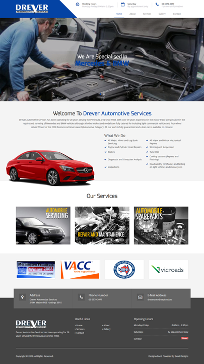 Drever Automotive Services WordPress website screenshot
