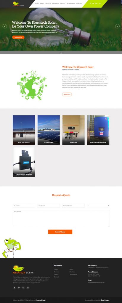 Kleentech Solar WordPress website screenshot