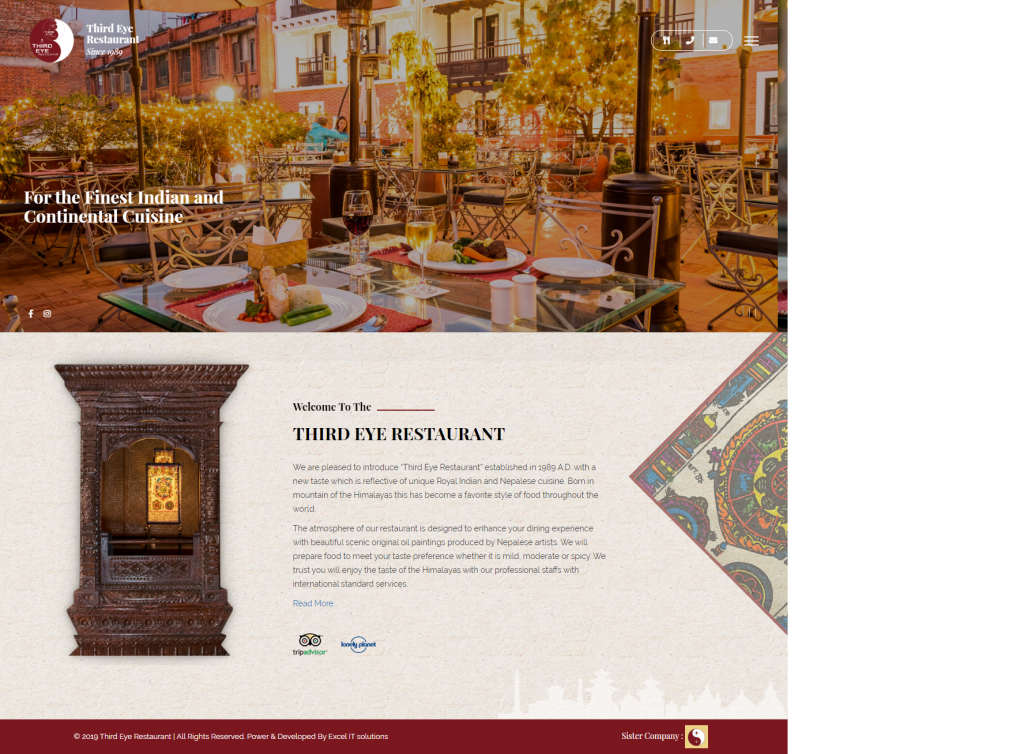 Third Eye Restaurant WordPress website screenshot
